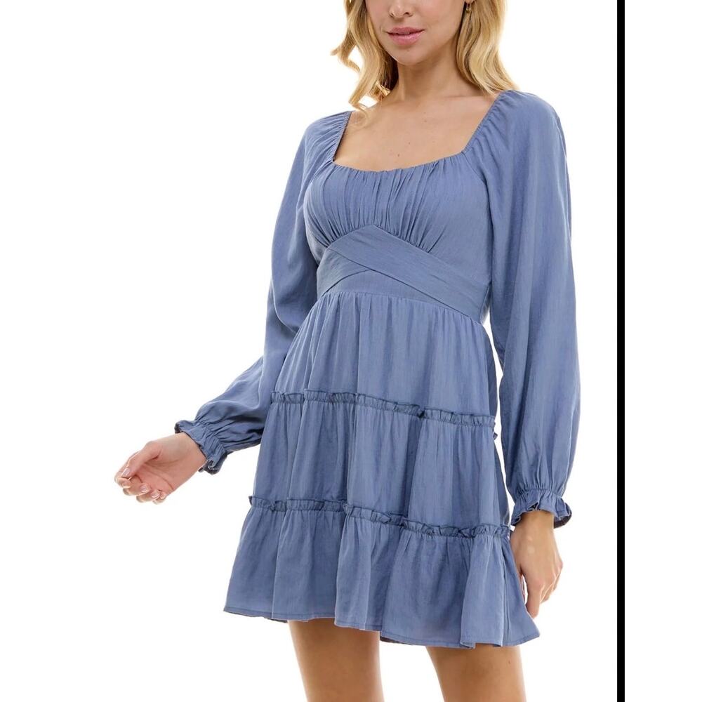 Trixxi gorgeous baby doll ruffled lavender purple crisscross mini dress sz XL